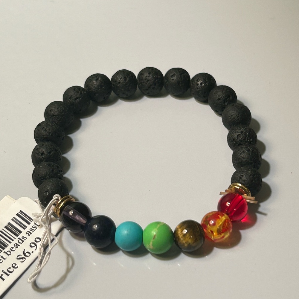 NWT Lava Stone Rainbow Beaded Bracelet